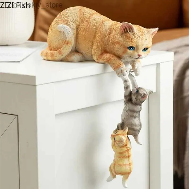 Arts et artisanat Ornements animaux créatifs Sculpture de chat résine Hanin Art Statues Accessoires Accessoires Decoration Artisanat Fiurines Miniatures Iftl2447