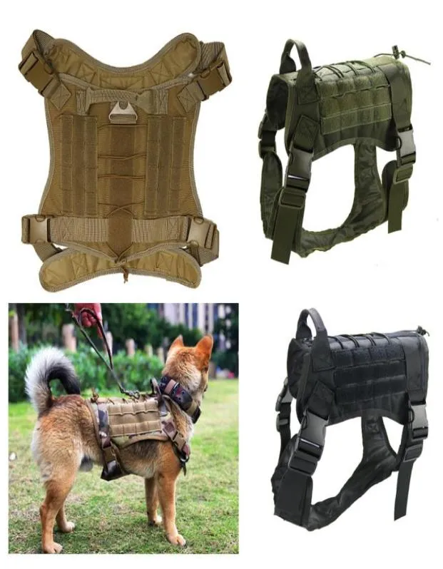 Outdoor Camouflage Dog Tactical Training Harnesses Vest Clothes Molle Load Jacket Gear Vest Carrier NO062018747349