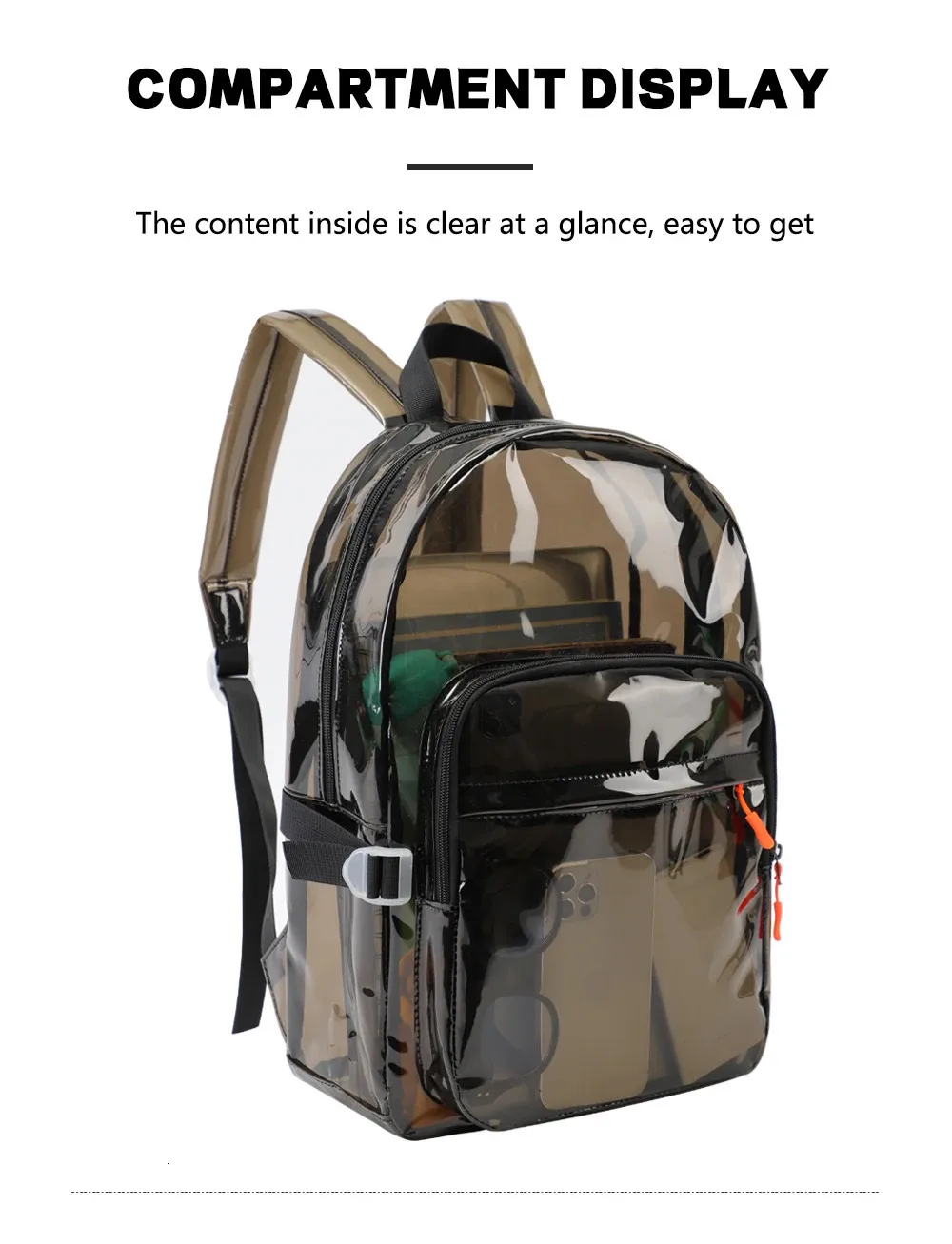Zaino trasparente impermeabile per laptop da donna per sport_voghion.com
