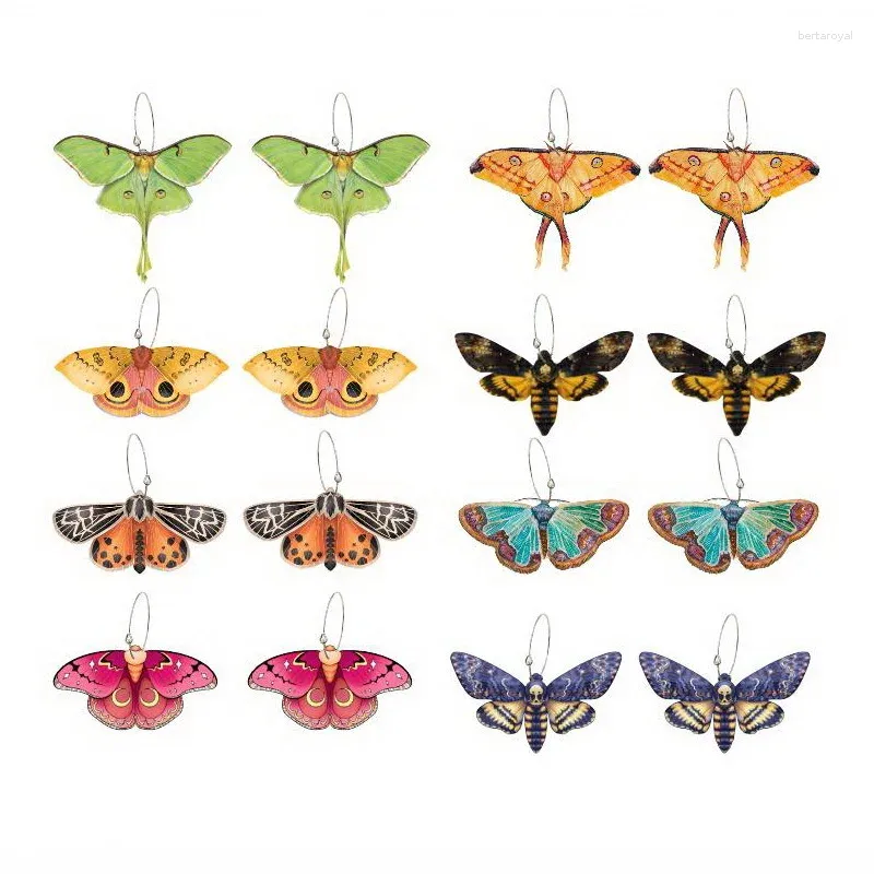 Boucles d'oreilles en pente couleurs papillon acrylique cerceau lune squelette mith animaux femelle boucles d'oreille boucles doreilles féminines tendance 2024