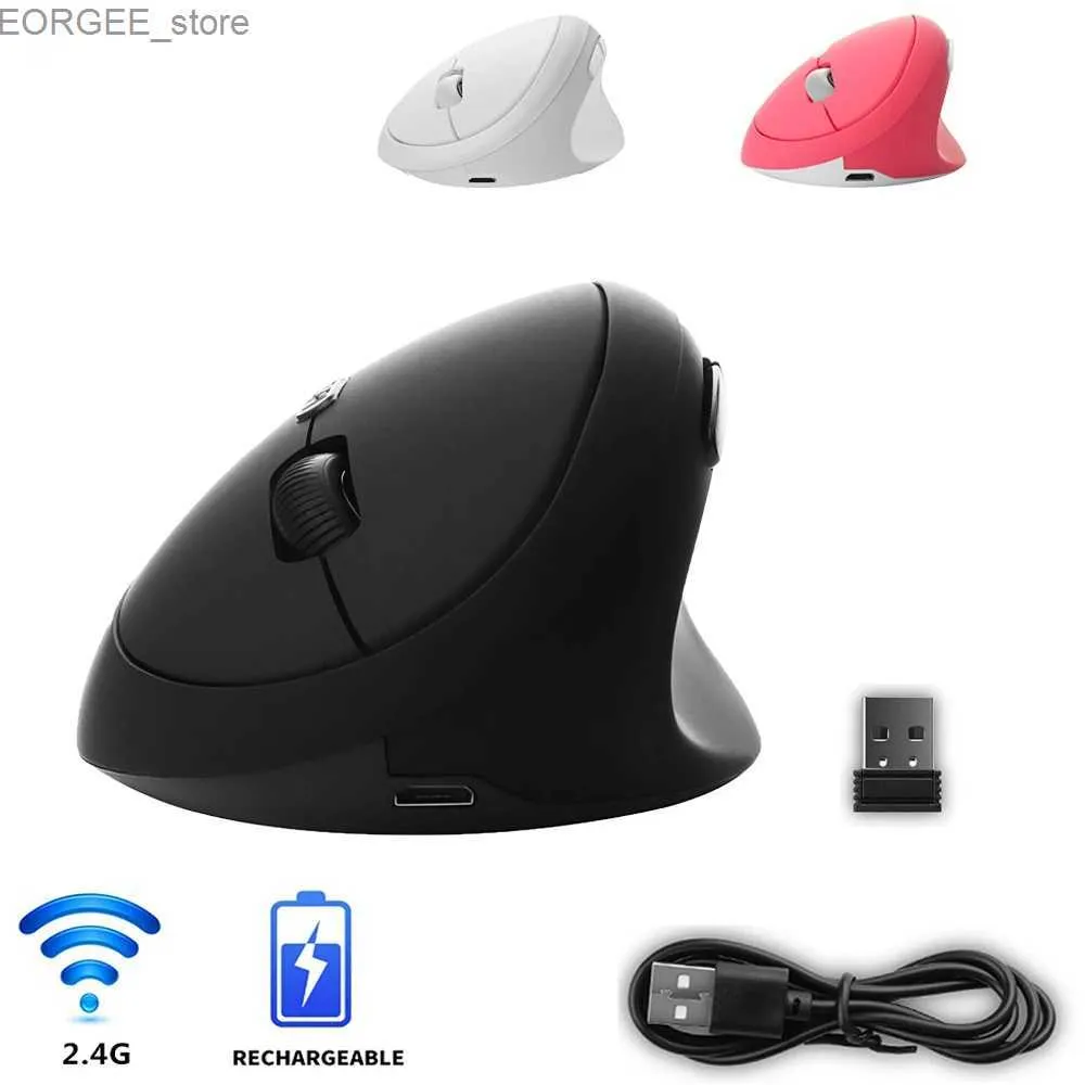 Mice Ergonomic Vertical Mouse 2.4G Wireless USB Rechargeable 1600DPI Gamer Mice 6D Mini Gaming Mouse For Computer Laptop PC Y240407