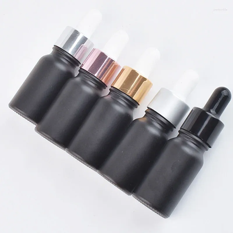 Storage Bottles 6pcs 10ml Frost Black Glass Essential Oil Dropper Bottle Wtih Piepette Drop Vials Containers Refillable E-liquid