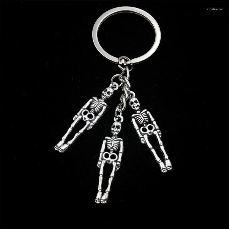 Keychains Punk Antique Silber Farbe Schädel Schlüsselbund für Männer Frauen Legierung Yoga Skelett Charme Schlüsselrolle Schlüsselkette Schmuck Geschenk