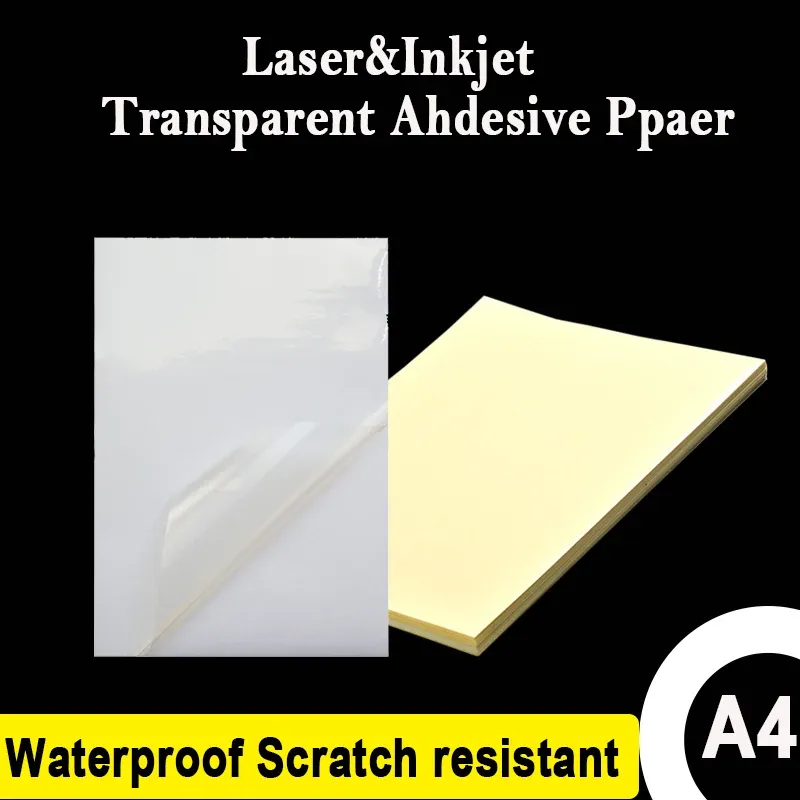 Paper A4 Transparent Self Adhesive Sticker Paper For Inkjet Laser Printer PET Surface Waterproof Scratch Resistant