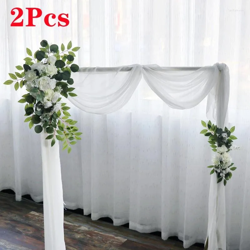 Dekoratif çiçekler 2pcs/set ev dekorasyonu yapay gül yeşil yaprağı çelenk bitkileri asma sahte yeşillik büyük çiçek düğün kemeri