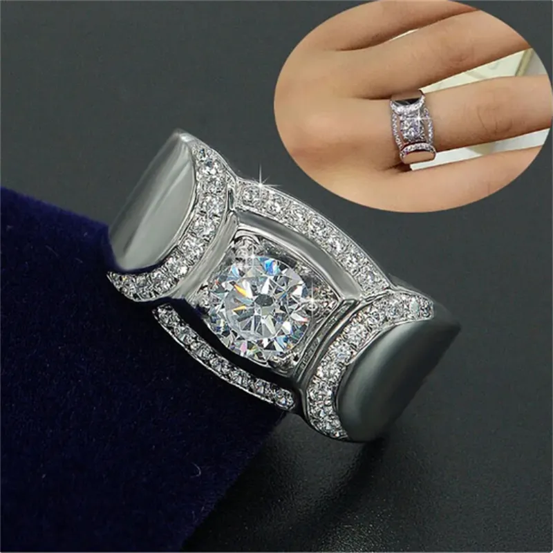 Valuable Male Lab Moissanite Diamond Ring 925 Sterling Silver Engagement Wedding Band Rings for Men Promise Party Gift