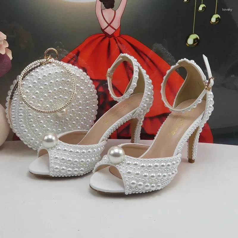 Dress Shoes BaoYaFang White Beads Pearl Women Wedding Bride High Heels Ladies Super Big Size Party Woman Fish Toe