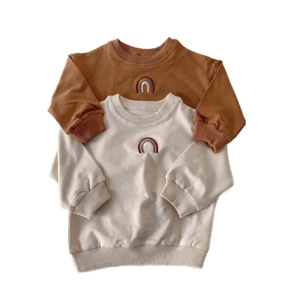 Autumn Toddler Baby Girls Boys Rainbow Embroidery Sweatshirts Tops Kids Long Sleeve Tshirt Sweatshirt Baby Clothes Outfits 20122247804981