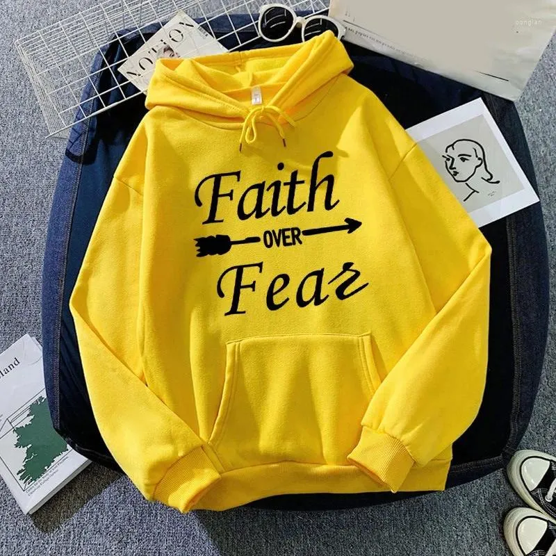 Sweat à capuche pour femmes Faith Over Fear Lettre décontractée imprimé sweat à sweats de mode féminin surdimension