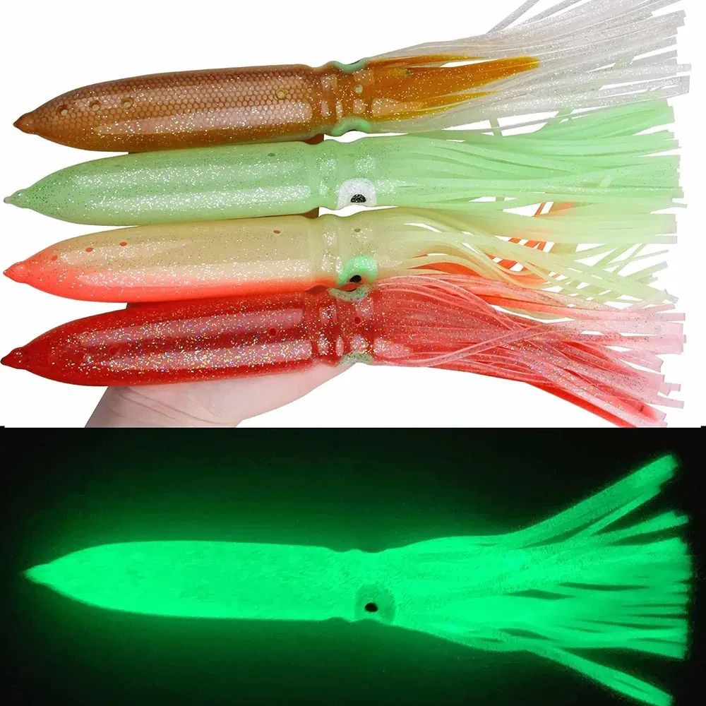 20pcs 30 cm Allega gonne di polpi che trollano esche da pesca luminose grandi calamari salata gioco di gioco Tonco dell'esca di pesca di pesca 240327