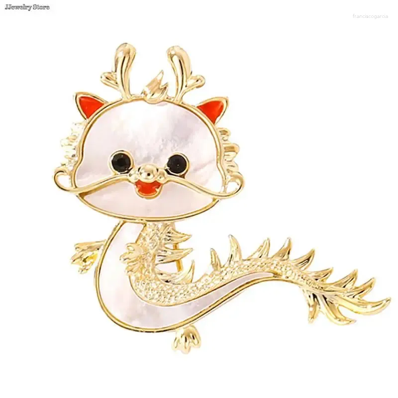 Brooches 1PC Cartoon Imitation Shell Dragon Brooch For Women Chinese Zodiac Enamel Pins Cute Animal Badge Birthday Jewelry Gift