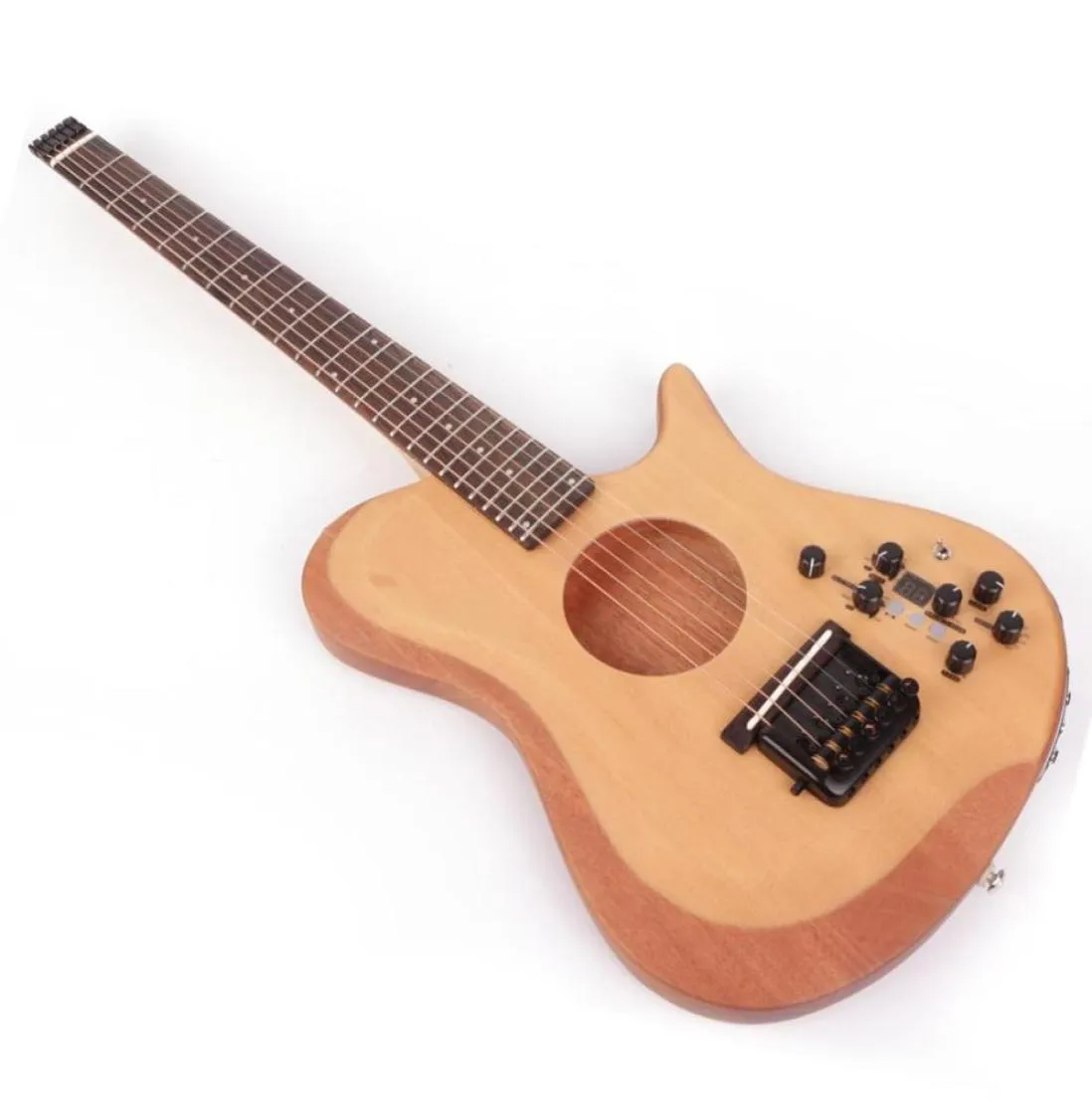 Başsız Elektrik Akustik Sessiz Sol Sağ El Gitar Seyahat Mini Taşınabilir Yerleşik
