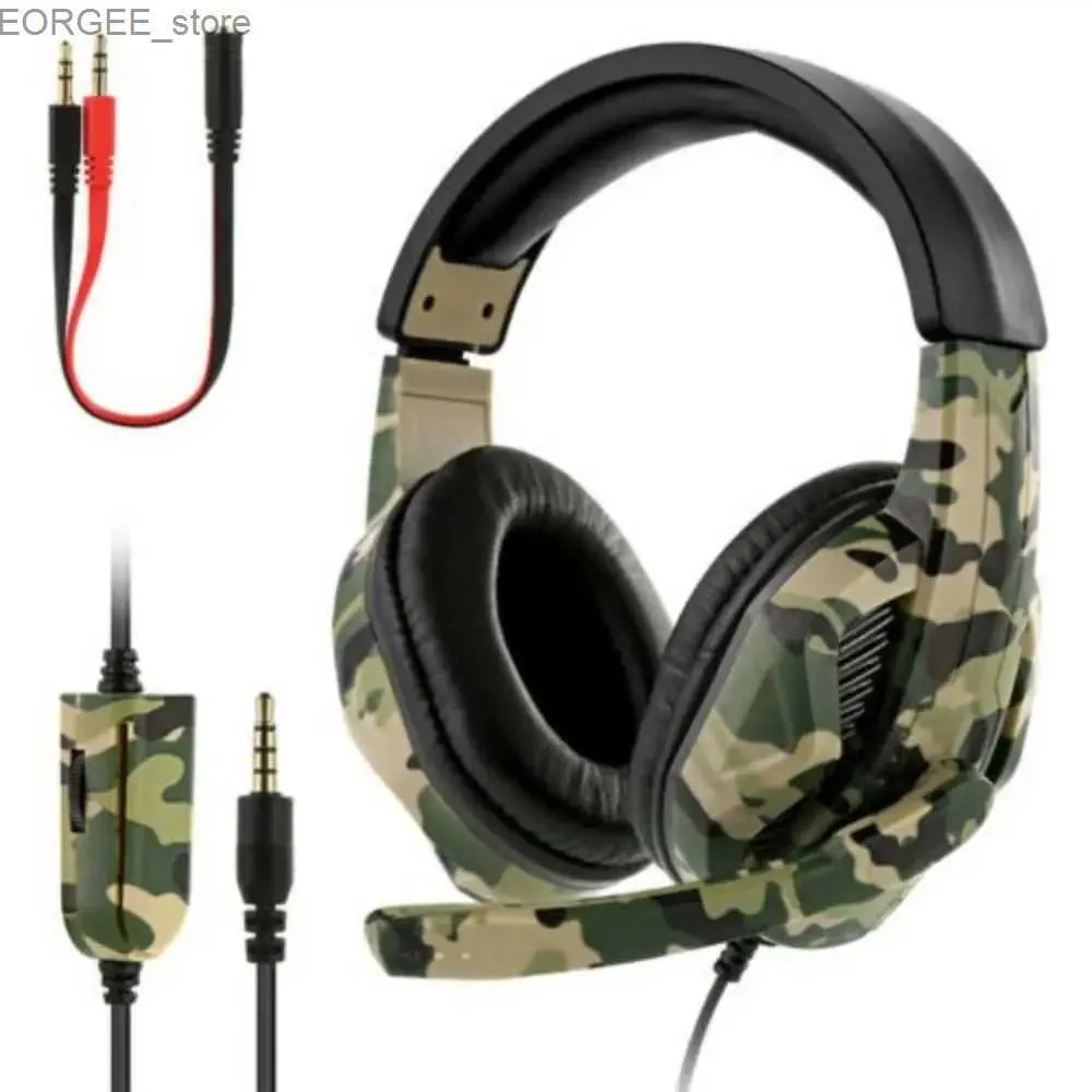Cell Phone Earphones Camouflage game head fashion professional player wired headphones 3.5mm with microphone suitable for PS4/PS3/ONE/360/Switch/PC Y240407