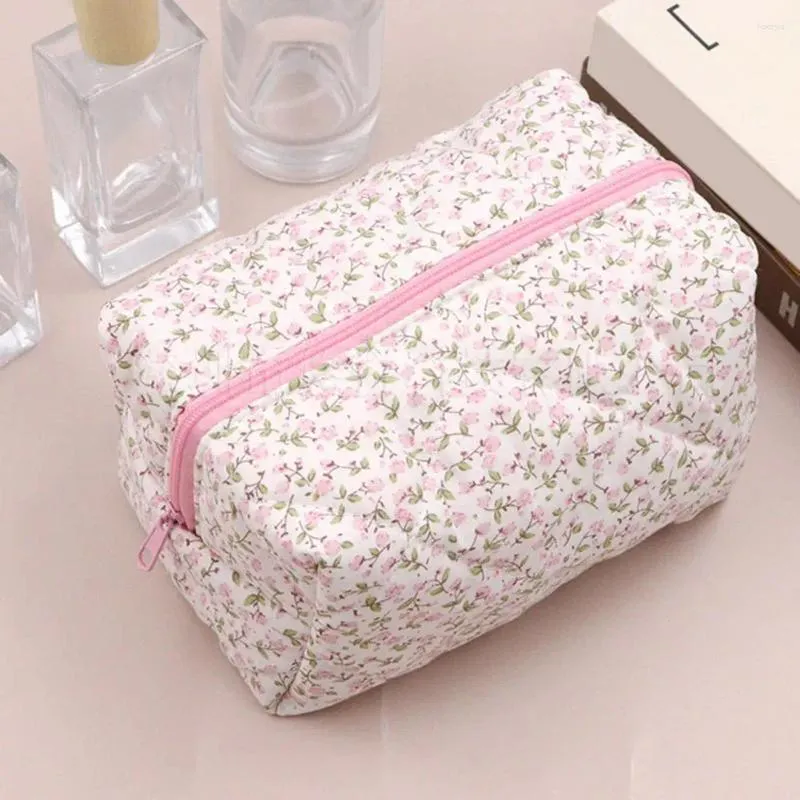 Storage Bags Functional Travel Pouch Flower Print Cosmetic Bag Set With Zipper Closure For Business Trip Capacity Portable Makeup