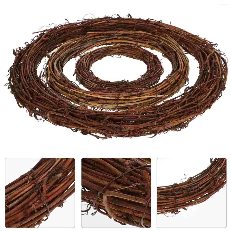 Dekorativa blommor 3 datorer druvor Vine Wreath Diy Rattan Rings Wreaths Crafts Ornament Frames Craft Making Kit