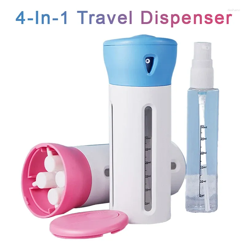 Lagringsflaskor Travel Dispenser 4 i 1 läckfast toalettartiklar Subflotte påfyllningsbar duschgel tvål tom containerpaket