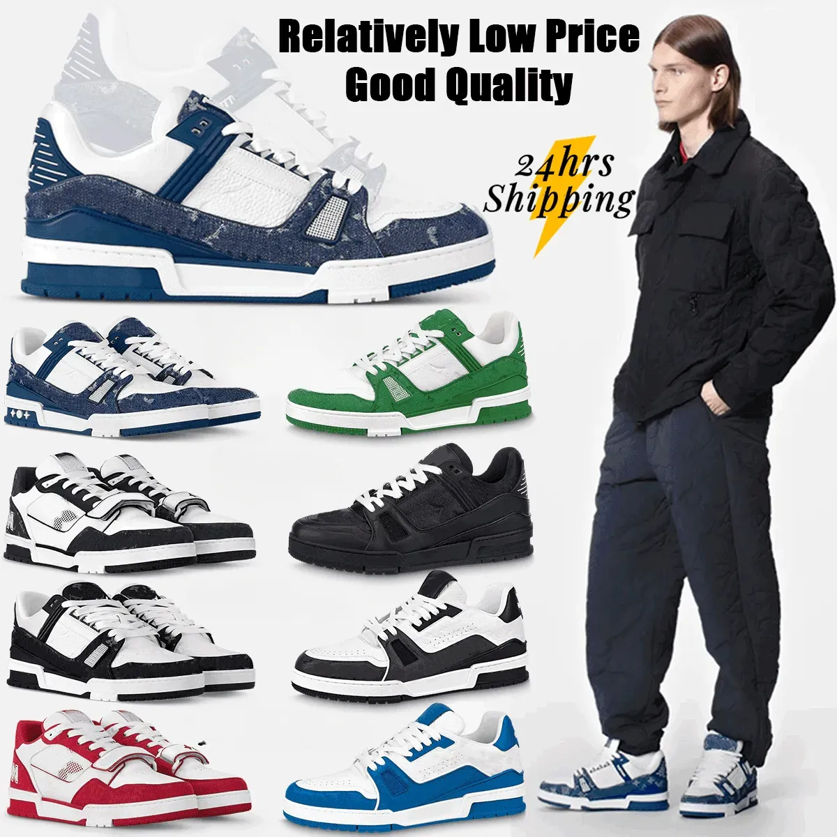 Nieuwe designer schoenen emed trainer sneaker wit zwart hemel blauw groen denim roze rode s heren casual sneakers lage platform dames trainers maat 36-45