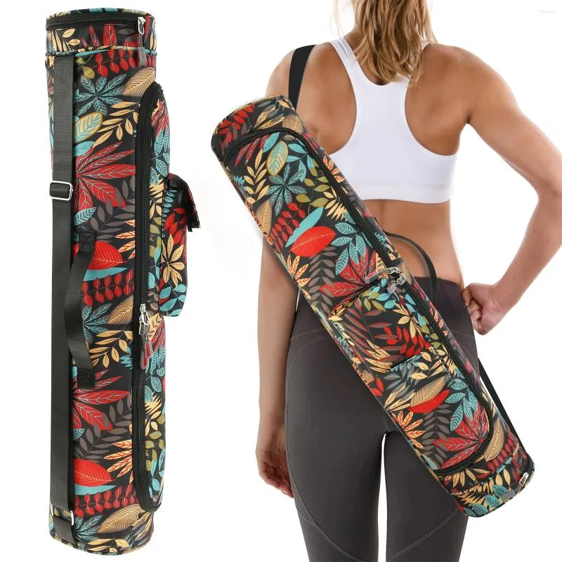 Opbergtassen draagbaar 72 cm yoga mat tas met verstelbare schouderband en pocket dames sport gym print rugzakdrager