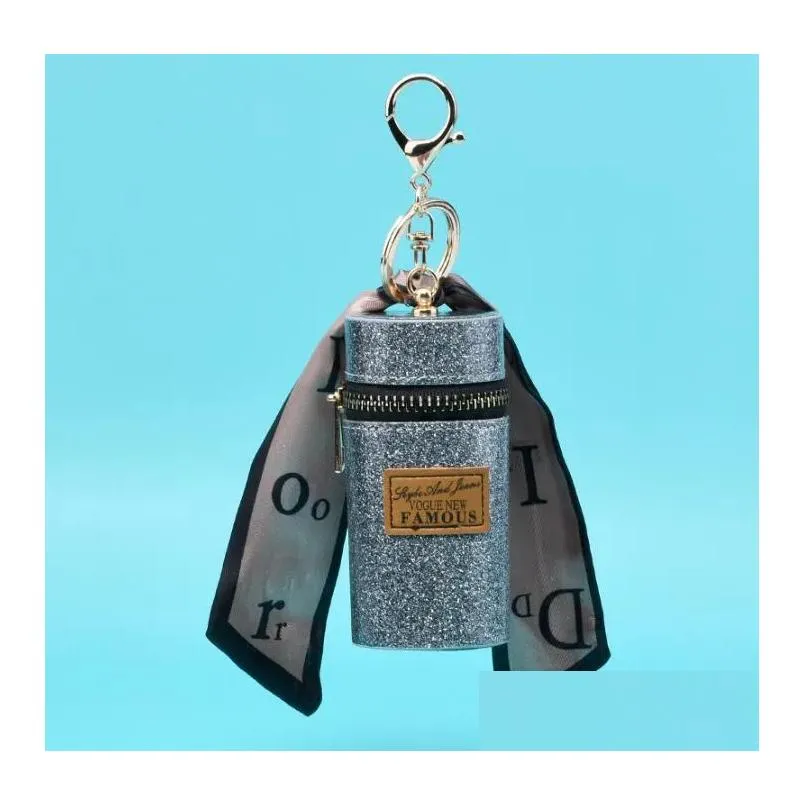 Key Anneaux Designer Mini sac Bag Silk Scarf Lipstick Aron Keychains Purse Pending Car Keyring Chain pour les femmes Drop Liviling Bijoux Dhtie