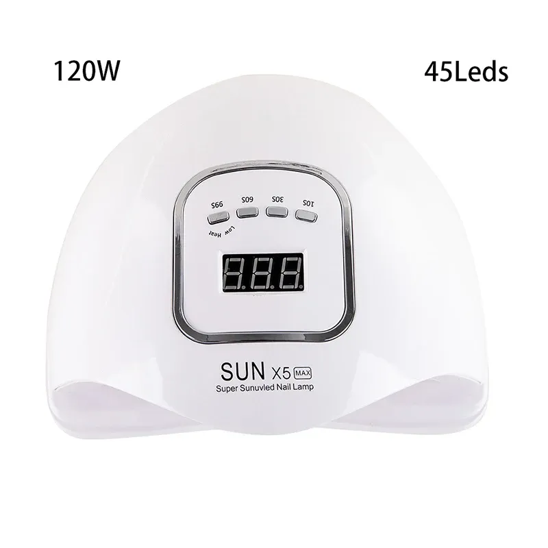 Trockner 120W Sonne x5 max 150W UV LED -Nagellampe mit Sensor LCD Display Härtung Nagelgel Polnische Maniküre Werkzeug 45 LEDs Smart Nagel Trockner
