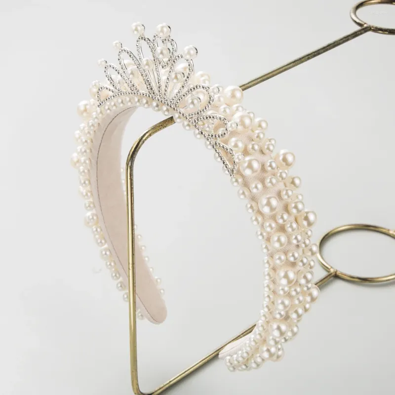 Clips de cheveux Niche Light Luxury Bridal Band pour femelle Couronne de princesse en perle blanche haut de gamme coréenne avec accessoires à tête haute