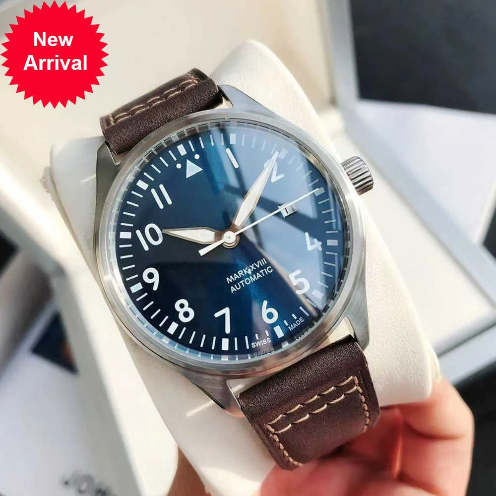 파일럿 IWC 마크 IW XVIII AAA 품질 시계 MM 남성 선물 상자 가죽 밴드와 함께 자동 기계 운동 Utomatic C