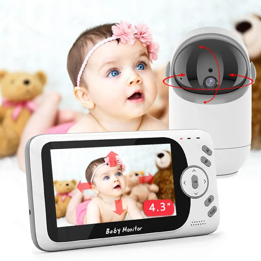 Monitorer 4,3 tums baby monitor babyphones säkerhet Video Pan Tilt Camera Digital Zoom Baby Nanny Vox Night Vision Temperaturövervakning