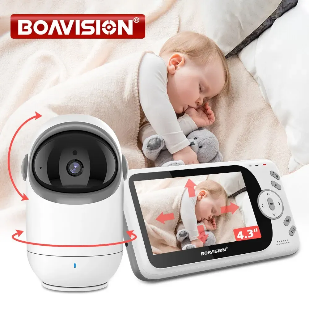 Câmeras de 4,3 polegadas Video Baby Monitor com Câmera de inclinação de pan 2.4g sem fio Bidirecionamento de áudio Visão noturna Câmera de segurança VB801