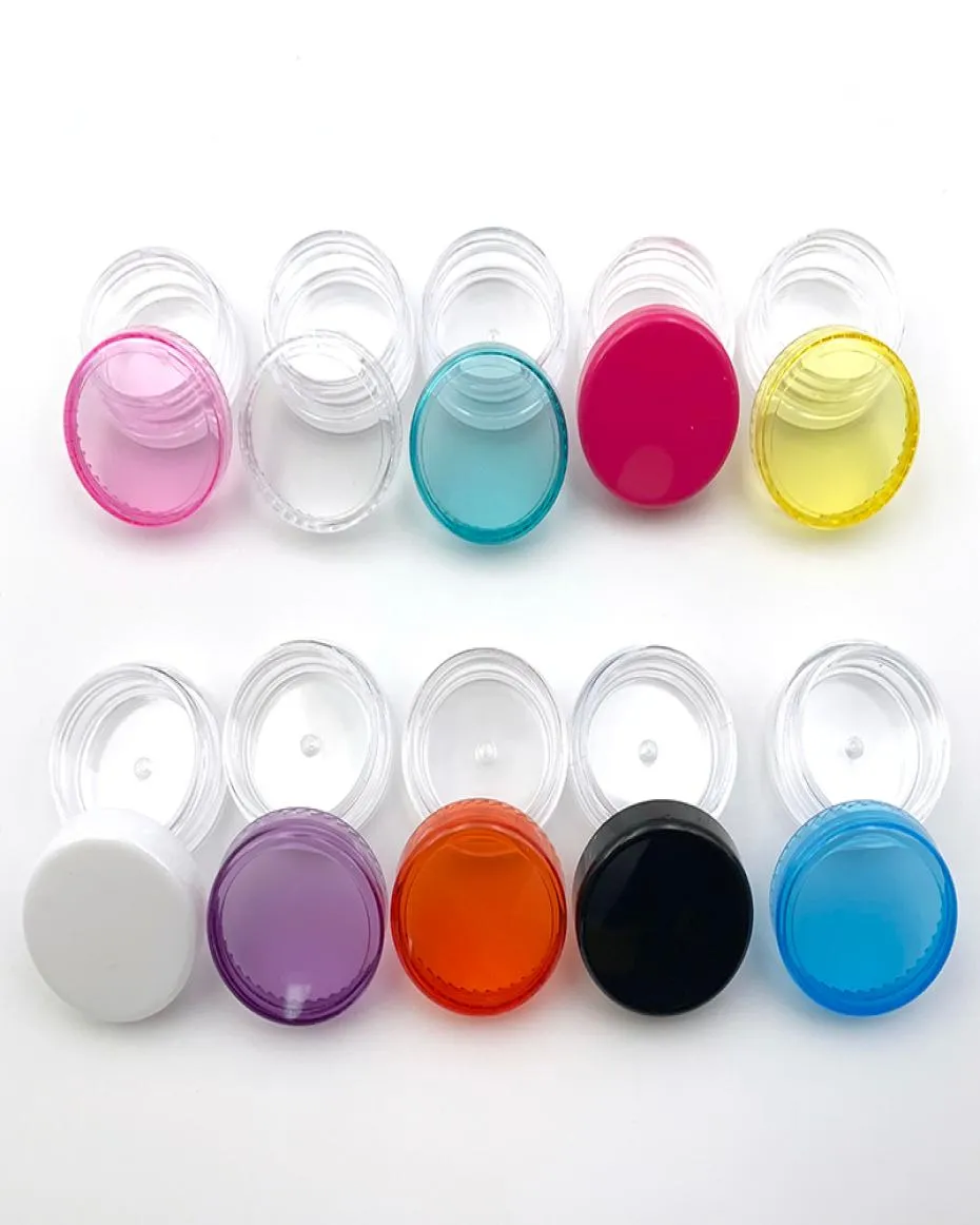 Round coloré en plastique transparent Récipient cosmétique avec bouchon à vis 3G 3ML 5G 5 ml Crème Wax Huile Baule à lèvres Pill Fid Vial Bottle S9564213