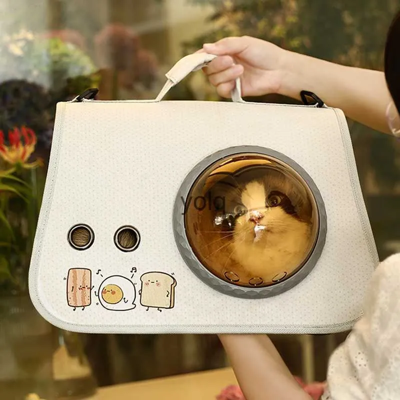 Cat Carriers Crates House Pet Portable Space Capsule z torbą dla kotów Składane ramię na zewnątrz plecak kreskówki i pies H240407