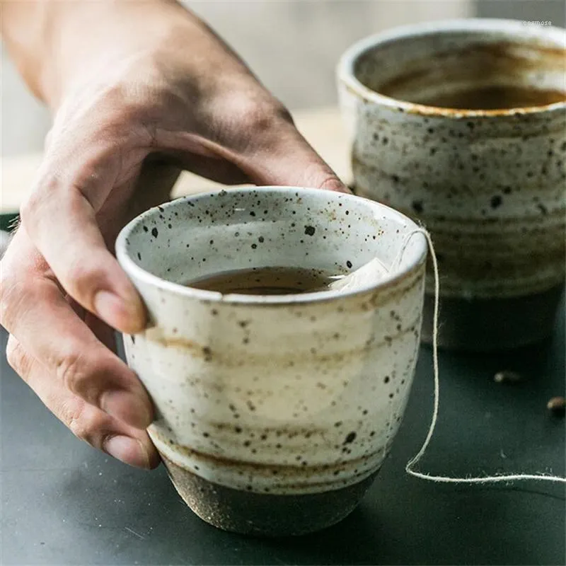 Cups Saucers Japanese Handmade Coarse Pottery Teacup Ceramic Small Tea Bowl Retro Cup Creative Coffee Milk Water Mug Drinkware