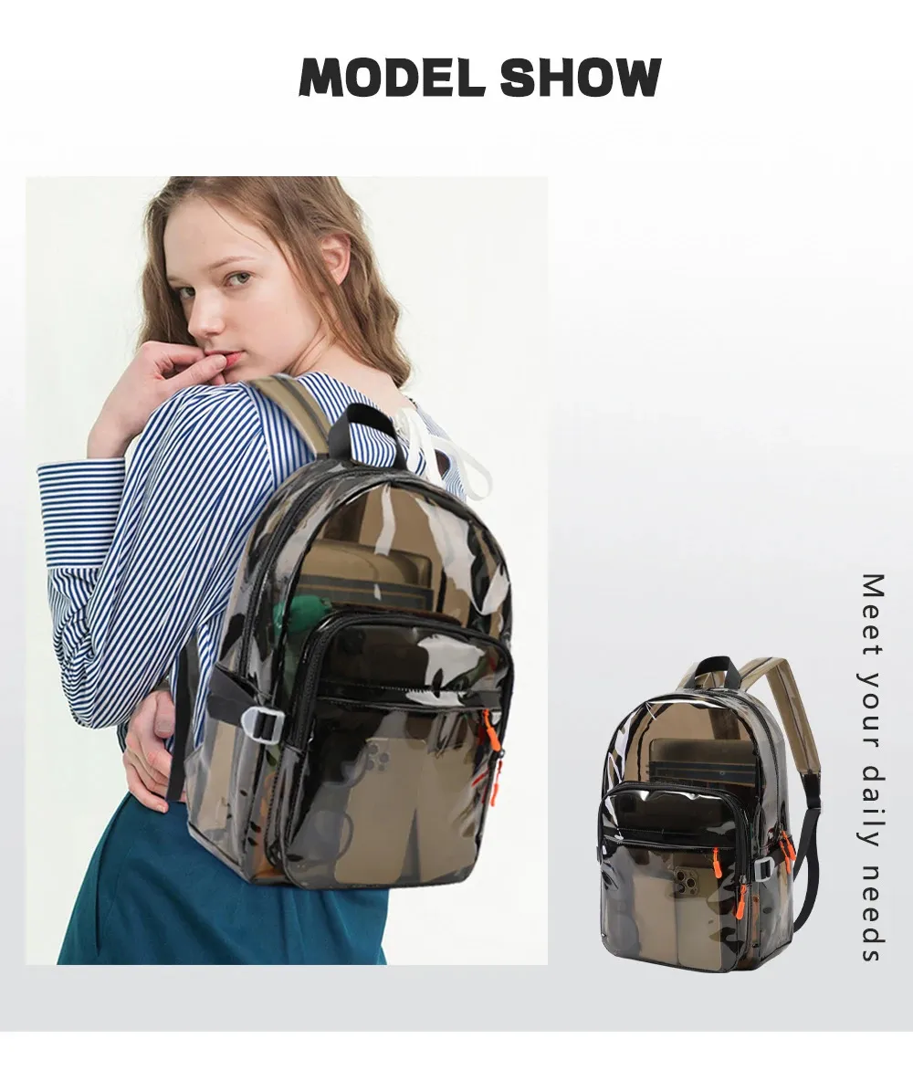 Zaino trasparente impermeabile per laptop da donna per sport_voghion.com