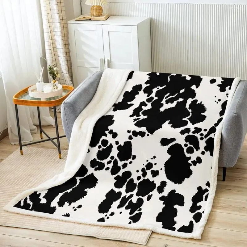 Coperte Cow Furpa Sherpa Coperi per bambini in pipistica in pile lancio Farmale Plush di cowboy per il divano del letto decorazione