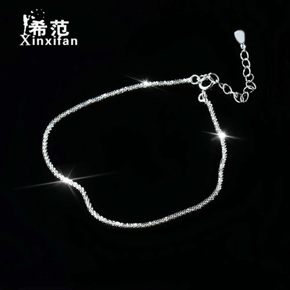 S Pure Sier Full's Full Sky Star Sparkling Plain Ring Single Naked Chain Simple Ndrieffulking Bracelet