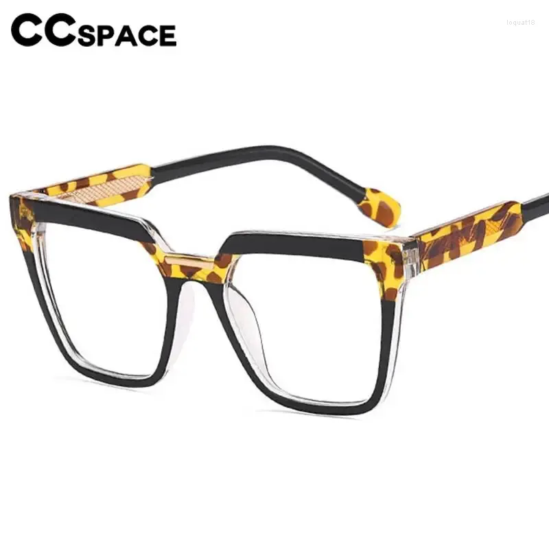 Solglasögonramar 56595 Fashion Retro Square Optical Spectacle Frame Two Color Splice Women Stor storlek Cat Eye TR90 Anti Blue Computer