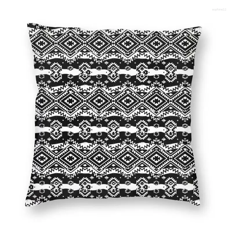 Travesseiro aztec tribal ikat manue desenho preto e branco arremesso de capa decoração de casa vintage boho etnic for sofá