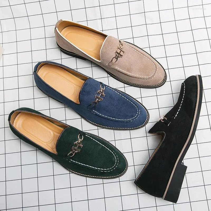 Casual Shoes Four Colors Men's Luxury Suede Party Leather Fashion Style Loafers Man Banquet Wedding Dress Blue