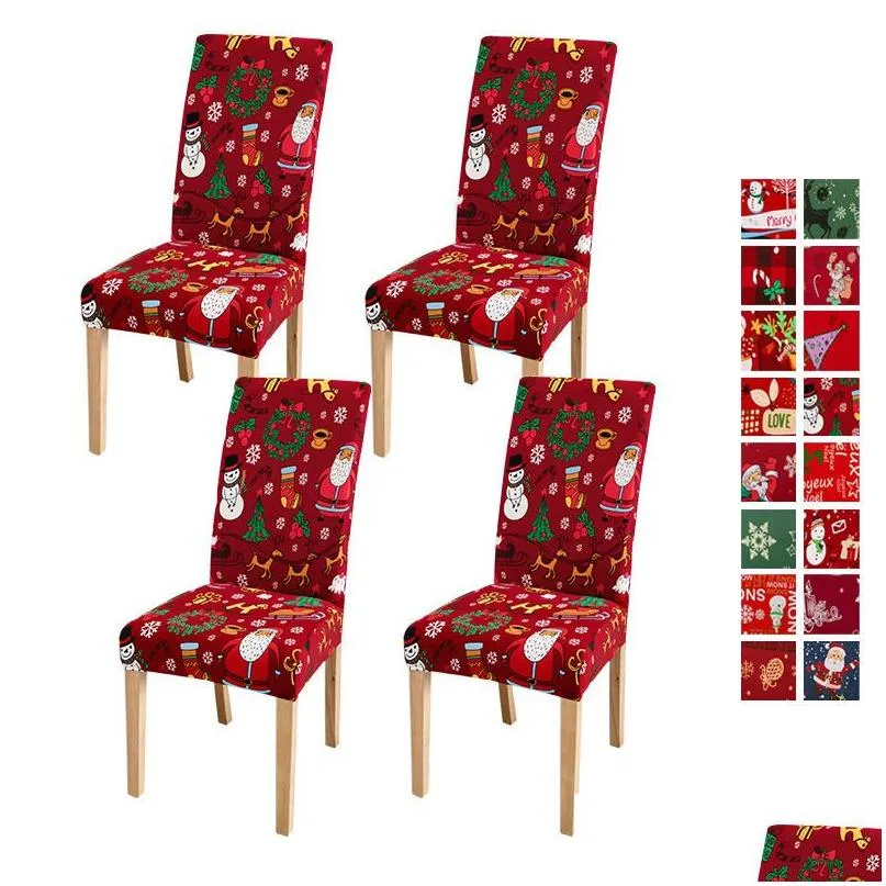 椅子は、クリスマス装飾のためのダイニングルームのersストレッチリムーバブルテーブルシートスリッカーレストランホリデーフェスティバルパーティードロップドゥdhlme