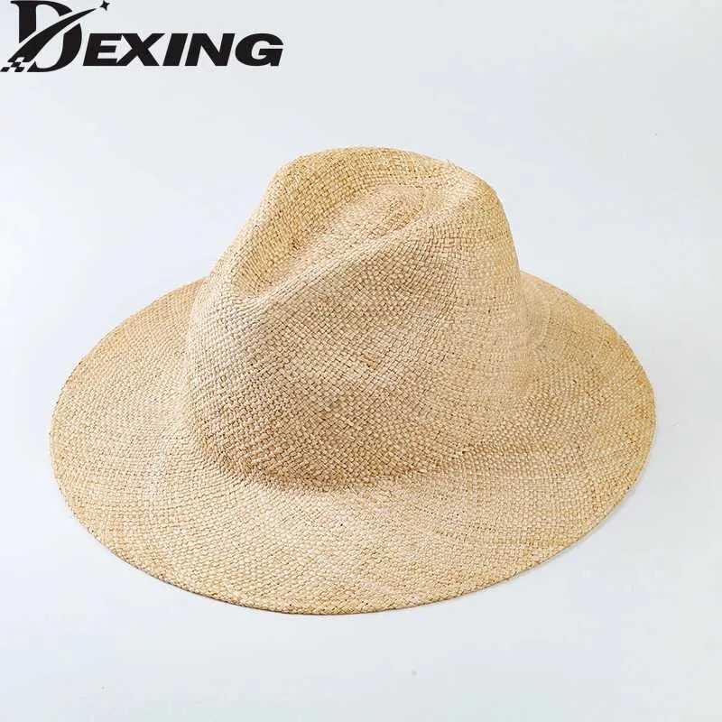 ワイドブリム帽子バケツフィリピン宝石手織りジャズトップストローハット春の夏の光草太陽