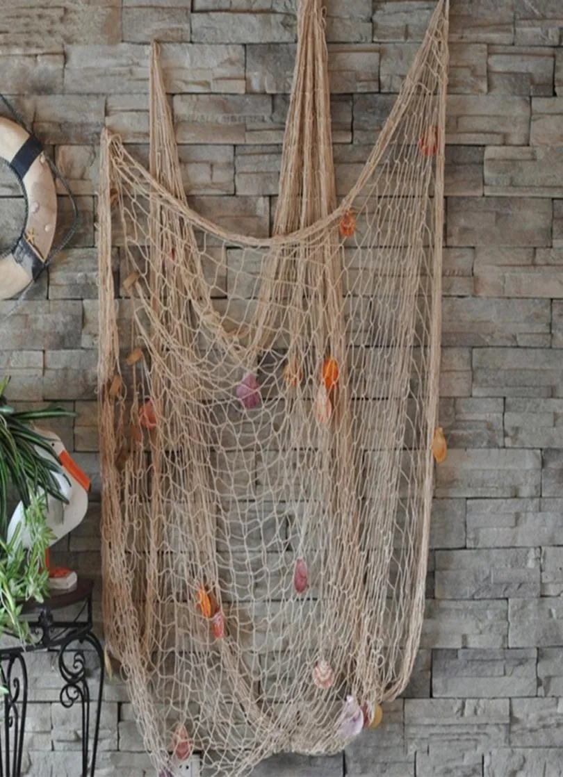 Pêche décorative Net Wall Beach Party Seched Shell Mur Mur Plafond Bar Home Decor Fishing Net9088831