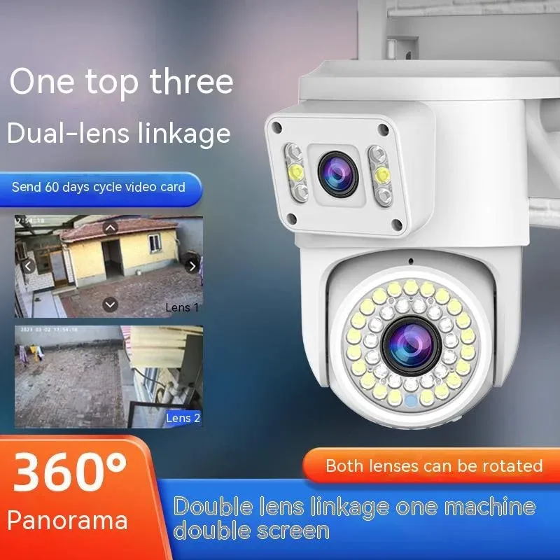 2024 4MP 4K fotocamera IP 4K Outdoor WiFi PTZ Tre lente a doppio schermo 4X zoom Ottico zoom Tracciamento automatico IP66 Sicurezza impermeabile CCTV fotocamera 4K Wifi PTZ Camera