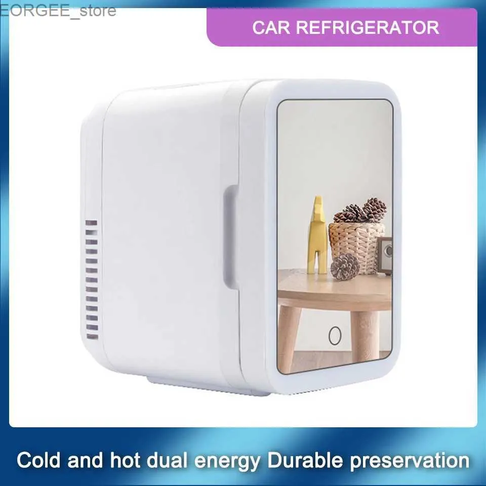 Freezer 4L mini car refrigerant beauty cream with mirror 12V 220V household car ice box cooler and heater storage camping trip Y240407