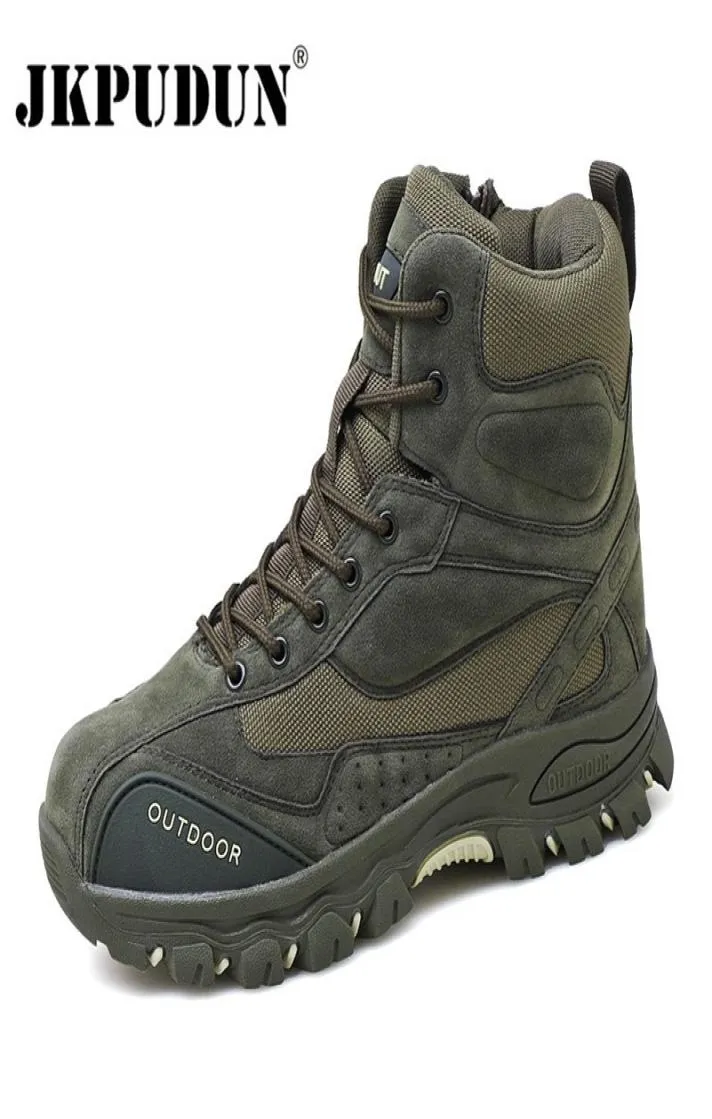 Taktische Kampfstiefel Männer echte Leder -Leder US Army Jagd Trekking Camping Mountainering Winter Arbeitsschuhe Bot JKpudun L2820345