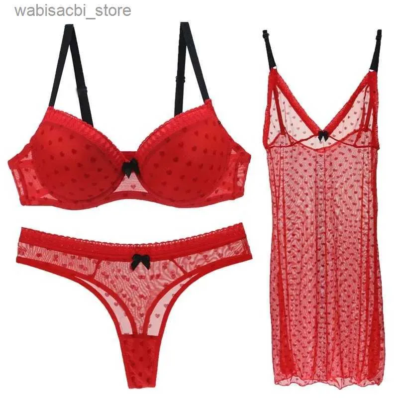 Sexy Set Women Biecid Bielizna Przezroczysta sukienka BC Cup Sexy Bra Sets Sexy Lace Kobieta bielizny Przejdź przez stanik seksowną bieliznę super gorącą L2447