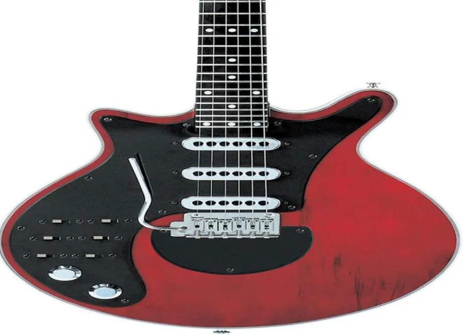 Kina gjorde Lefthanded Brian May Wine Red Electric Guitar 3 Enkel pickups Burns Tremolo Bridge 24 FRETS 6 Switch Chrome Hardware4557337