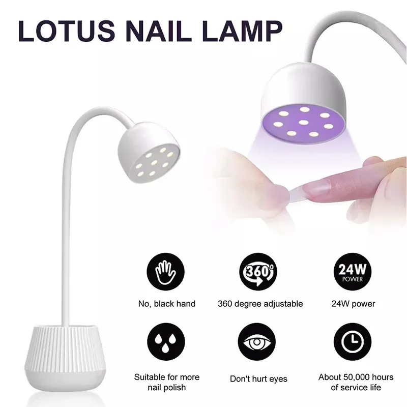 Klänningar lotus nagel torklampa för manikyr hem Använd snabb torkgel nagellack torktumlare lampa professionell UV LED -lampa nagelkonstutrustning