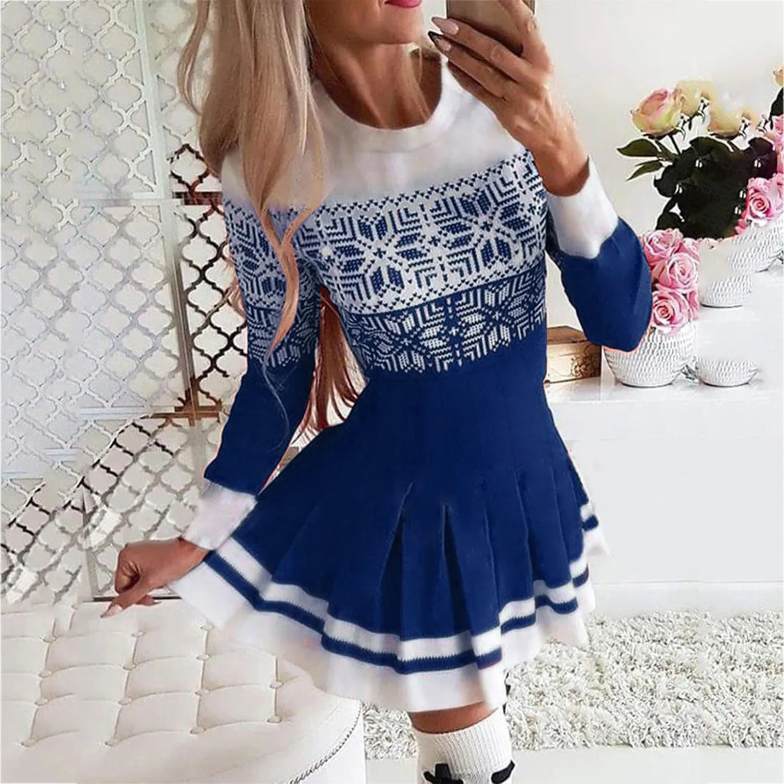 blue dress for baby girl Printed dresses - Blue Snowflake | Dresses for women main image 0