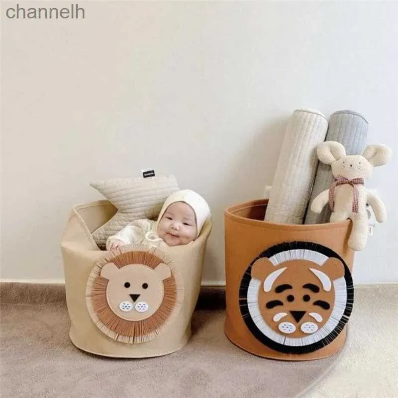 Storage Baskets Foldable animal laundry basket felt dirty clothes storage bucket large childrens toys clothing organizer yq240407