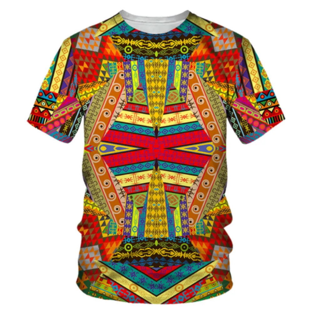 Herrenmode 3D gedruckte ethnische Stil Trendy Kurzarm T-Shirt Sommer