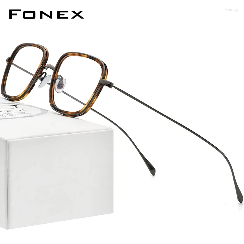 نظارة شمسية إطارات فونكس أسيتات نظارات التيتانيوم إطار الرجال الرجعية المربع وصفة طبية للنظائر